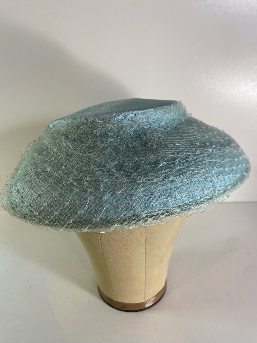 Vintage Light Blue Scoop Saucer Hatinator Hat Netting Overlay